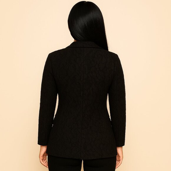 Kenneth Cole Elegant Black Lace One Button Jersey-Lined Blazer Size 10 - Picture 2 of 7